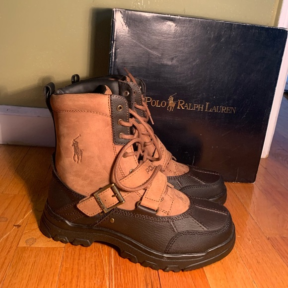 NEW! POLO RALPH LAUREN TAVIN BOOTS TAN/CHOCOLATE BOYS SIZE (90488)